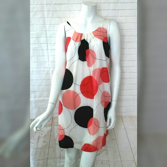 Kensie Dresses & Skirts - Kensie S Geometric Circles Sundress Silk Blend Red
